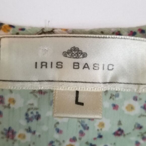 IRIS BASIC FLORAL PRINT WITH LACE HI-LOW HEM. SZ L - Picture 5 of 14